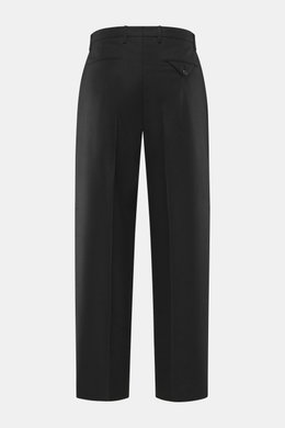 Briglia 1949 Wool trousers 'Margutta' black shown from the back, flannel made of pure new wool, soft feel, regular fit, slightly tapered, zipper and waistband button, single waistband pleat, French pockets, small watch pocket, piped back pockets, one back