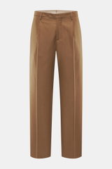 Front view of Briglia 1949 Wool trousers 'Margutta' brown, flannel made of pure new wool, soft feel, regular fit, slightly tapered, zipper and waistband button, single waistband pleat, French pockets, small watch pocket, piped back pockets, one back pocke