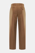 Briglia 1949 Wool trousers 'Margutta' brown shown from the back, flannel pure new wool, soft feel, regular fit, slightly tapered, zipper and waistband button, single waistband pleat, French pockets, small watch pocket, piped back pockets, one back pocket 
