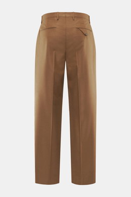 Briglia 1949 Wool trousers 'Margutta' brown shown from the back, flannel pure new wool, soft feel, regular fit, slightly tapered, zipper and waistband button, single waistband pleat, French pockets, small watch pocket, piped back pockets, one back pocket 