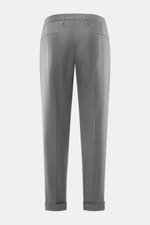 Briglia 1949 Wollhose 'Tiberios' grau meliert, Rückansicht, Twill aus reiner Schurwolle, Tapered Fit, knöchellang, Taschen, Saumaufschlag.