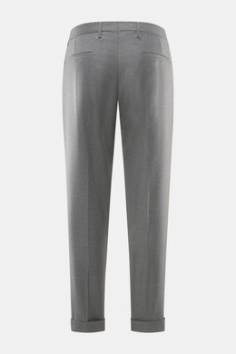 Briglia 1949 Wollhose 'Tiberios' grau meliert, Rückansicht, Twill aus reiner Schurwolle, Tapered Fit, knöchellang, Taschen, Saumaufschlag.