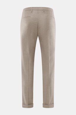 Briglia 1949 Wollhose 'Tiberios' beige meliert, Rückansicht, Twill aus reiner Schurwolle, Tapered Fit, knöchellang, Bundknöpfe, französische Taschen.