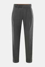Briglia 1949 Wollhose 'Quartieri' dunkelgrau meliert, Frontansicht, Tapered Fit, Schurwolle mit Cashmere, weicher Griff, Twill, Side-Adjuster, Bundknöpfe, Reißverschluss, doppelte Bundfalte, französische Taschen, Gesäßtaschen mit Patte, knöchellang, fixie
