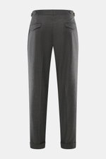 Briglia 1949 Wollhose 'Quartieri' dunkelgrau meliert, Rückansicht, Tapered Fit, Schurwolle-Cashmere, Twill, Side-Adjuster, Bundknöpfe, Saumaufschlag.