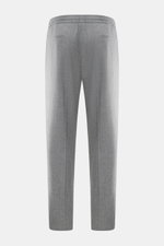 Rear view of Briglia 1949 Wool Jogpants 'Wimbledon' grey melange, tapered fit, pure wool, elastic waistband, zip fly, French and welt back pockets, ankle-length, soft touch, lightweight.