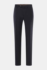 Front view of Briglia 1949 Wool pants 'Naviglio' navy melange, made of fine twill virgin wool, slightly elastic, Regular Fit, tapered legs, zipper, button, French pockets, watch pocket, back pockets with button. Soft touch meets timeless aesthetics.