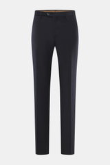 Front view of Briglia 1949 Wool pants 'Naviglio' navy melange, made of fine twill virgin wool, slightly elastic, Regular Fit, tapered legs, zipper, button, French pockets, watch pocket, back pockets with button. Soft touch meets timeless aesthetics.