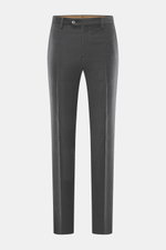 Briglia 1949 Wollhose 'Naviglio' dunkelgrau meliert, vorne frontal fotografiert, Regular Fit, weicher Schurwoll-Twill mit französischen Taschen.