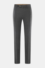 Briglia 1949 Wollhose 'Naviglio' dunkelgrau meliert, vorne frontal fotografiert, Regular Fit, weicher Schurwoll-Twill mit französischen Taschen.