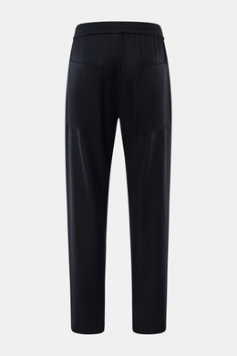 Rückansicht der Barena Woll-Jogpants navy aus edler, leicht elastischer Schurwolle mit elastischem Bund, Tunnelzug, Taschen und tapered Fit.