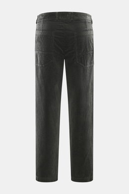 Barena Venezia Cordhose dunkelgrau aus Baumwoll-Modal-Cord, weicher Griff, Bundfalten, Taschen, knöchellang, Rückansicht, gerader Schnitt.