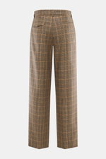 Barena Venezia Wool trousers 'Delfo Brenton' light brown/black/brown checkered shown from back, pure new wool, smooth feel, classic glen check pattern, regular fit, straight cut, zipper and waistband hook, side seam pockets, back pockets with flap.
