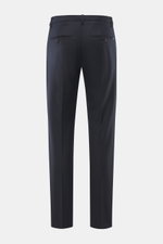 Rückansicht der Dondup Wollhose 'Spiritissimo' navy aus feinem, elastischem Schurwollflanell, Slim Fit, mit französischen Taschen und Metallinitial.
