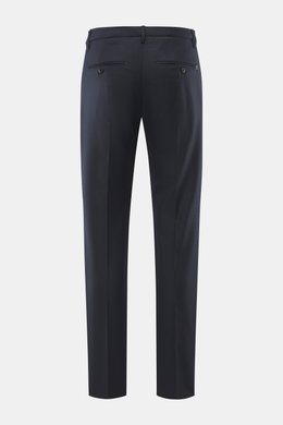 Rückansicht der Dondup Wollhose 'Spiritissimo' navy aus feinem, elastischem Schurwollflanell, Slim Fit, mit französischen Taschen und Metallinitial.