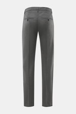Dondup Wollhose 'Spiritissimo' grau meliert, Rückansicht, Slim Fit, feiner Flanell aus elastischer Schurwolle, paspelierte Taschen mit Knopf.