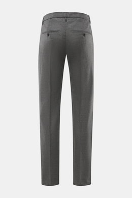 Dondup Wollhose 'Spiritissimo' grau meliert, Rückansicht, Slim Fit, feiner Flanell aus elastischer Schurwolle, paspelierte Taschen mit Knopf.