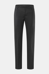 Dondup Wollhose 'Spiritissimo' anthrazit, Slim Fit, aus feinem, elastischem Schurwollflanell, frontale Nahaufnahme mit Reißverschluss, Taschen, schmal zulaufend.