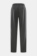 Officine Générale Wool Jogpants 'Walter' dark grey melange shown from the back, ankle-length tapered fit with elastic waistband, zip fly, side seam pockets, back button pockets, made of soft pure new wool twill, regular thigh width, straight cut, Parisian