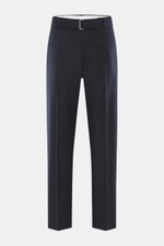 Officine Générale Wool pants 'Hoche' navy front view on white background, pure virgin wool twill, soft touch, tapered fit, ankle-length.