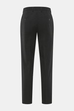 GTA Hose 'Davide' anthrazit meliert, Rückansicht, Mix aus Microfaser und Viskose, elastisch, softer Griff, Regular Fit, schmal, Bundknopf, Reißverschluss, elastisches Band, französische Taschen, Gesäßtaschen mit Knopf, kleines Logo-Detail.