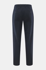 Rückansicht der GTA Hose 'Davide' graublau aus Microfaser und Viskose, Regular Fit, schmal zulaufend, mit französischen Taschen, Knopf-Gesäßtaschen.