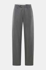 Closed Hose 'Fairport' grau meliert, Frontansicht, Regular Fit mit geradem Schnitt, Mix aus Wolle, Viskose, Microfaser, weicher Griff, Reißverschluss, Bundknopf, französische Taschen, Gesäßtaschen mit geknöpfter Patte, typisches CLOSED-Weblabel.