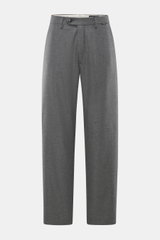 Closed Hose 'Fairport' grau meliert, Frontansicht, Regular Fit mit geradem Schnitt, Mix aus Wolle, Viskose, Microfaser, weicher Griff, Reißverschluss, Bundknopf, französische Taschen, Gesäßtaschen mit geknöpfter Patte, typisches CLOSED-Weblabel.