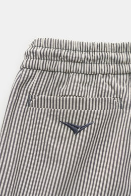 Sease Seersucker jogger pants dark grey/cream striped