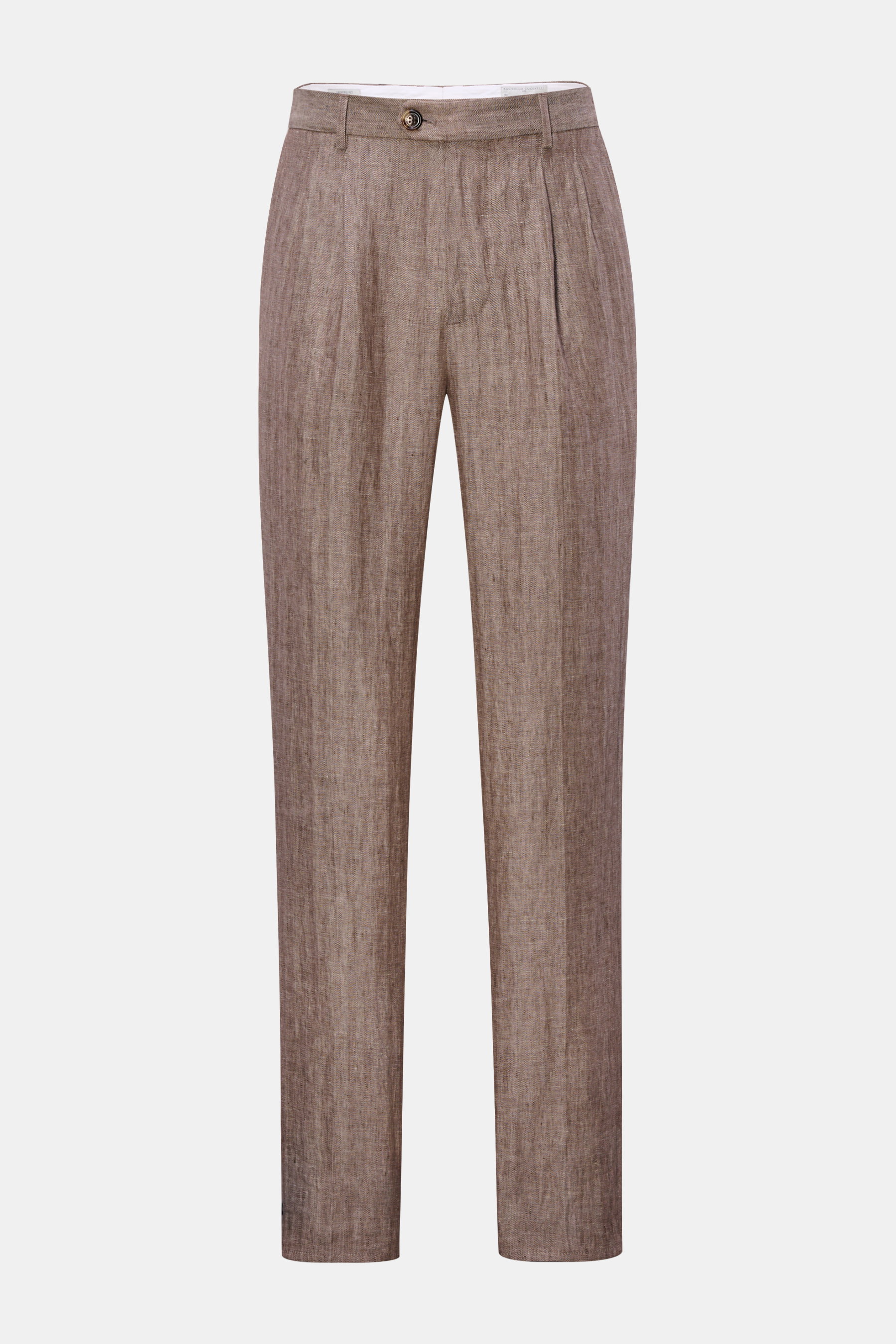 Brunello Cucinelli Leinenhose 'Leisure Fit' braun meliert