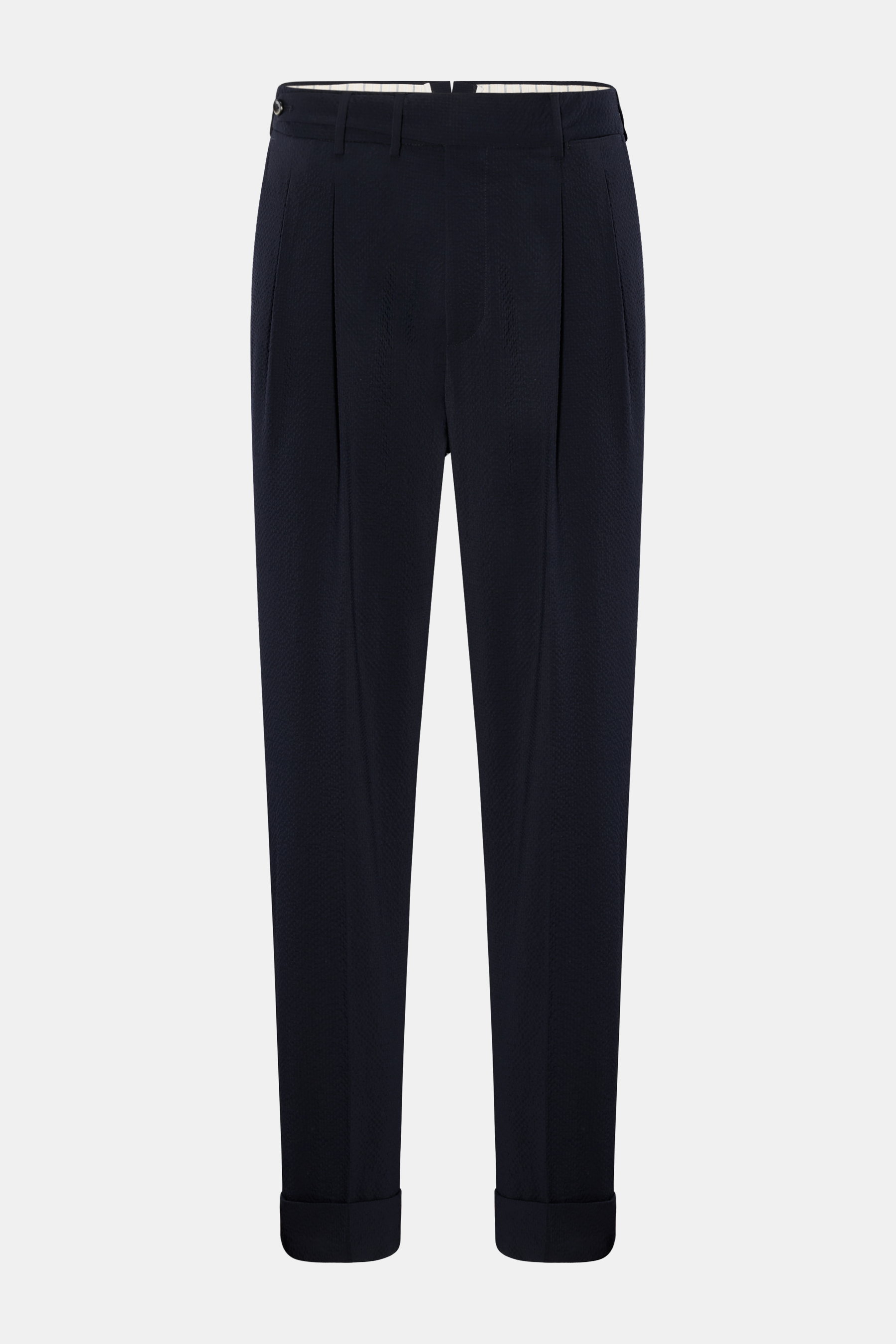 PT Torino Seersucker-Wollhose 'Carrot Fit' navy