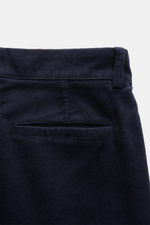 Close-up rear view of Doppiaa Trousers 'Aantioco' navy in soft fleece, featuring hip pocket, regular fit, and straight cut for autumn comfort.