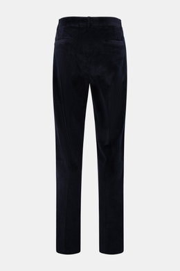 Doppiaa Cordhose 'Aantioco' navy aus weichem Breitcord, Regular Fit, gerader Schnitt, Bundfalte, schräge Taschen, Leistentaschen, Rückansicht.