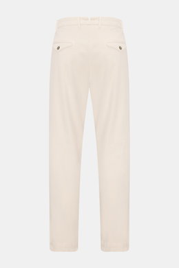 Mason's Chino 'Boston Style' sand, Rückansicht, Twill aus Baumwolle, leicht elastisch, weicher Griff, garment dyed, Regular Fit, schmal, Zip Fly, Bundknopf, französische Taschen, Münztasche, geknöpfte Gesäßtaschen.