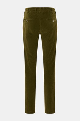 Rear view of Mason's Corduroy trousers 'New York Style' olive in slim fit with tapered cut, French pockets, and buttoned jetted back pockets.

Description: <p>Comfort and style: The corduroy trousers 'New York Style' by MASON'S add warmth and character to