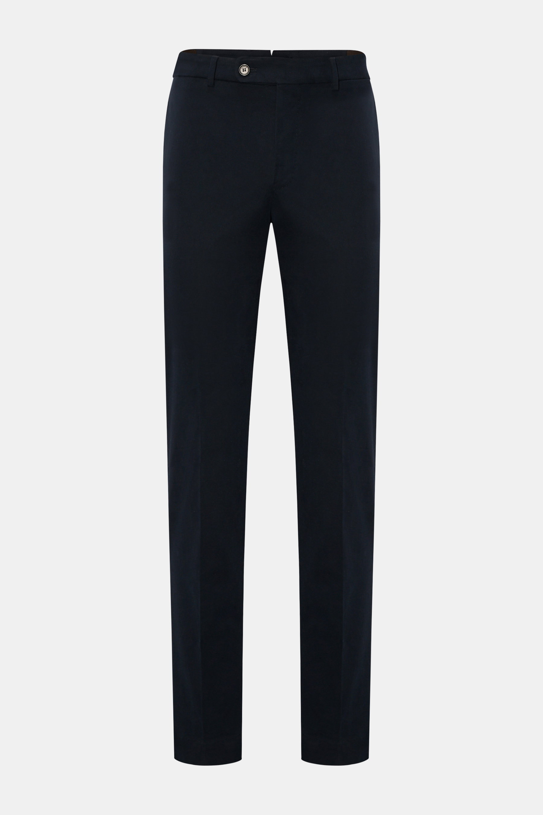 Incotex Chino 'High Comfort' navy, frontale Ansicht, schmal zulaufend, Slim Fit, Baumwoll-Twill mit Stretch, teilelastischer Bund, französische Taschen.