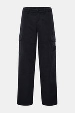 Stone Island Cargo trousers 'Ghost Piece' dark navy shown front view, lightweight cotton-linen blend with cargo pockets and tonal badge. 

Get an incognito look with these cargo pants from the 'Ghost Collection' by Stone Island in a monochrome design that