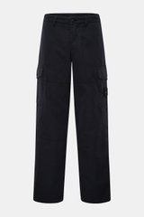Stone Island Cargo trousers 'Ghost Piece' dark navy shown front view, lightweight cotton-linen blend with cargo pockets and tonal badge. 

Get an incognito look with these cargo pants from the 'Ghost Collection' by Stone Island in a monochrome design that