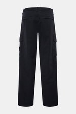 Stone Island Cargo trousers 'Ghost Piece' dark navy shown from the back in a monochrome cotton and linen blend with cargo and hip pockets, tonal compass badge. 

<p>Get an incognito look with these cargo pants from the 'Ghost Collection' by Stone Island i
