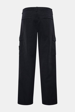 Stone Island Cargo trousers 'Ghost Piece' dark navy shown from the back in a monochrome cotton and linen blend with cargo and hip pockets, tonal compass badge. 

<p>Get an incognito look with these cargo pants from the 'Ghost Collection' by Stone Island i