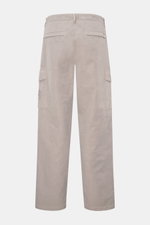 Stone Island Cargo pants 'Ghost Piece' beige shown from the back, with patch cargo pockets, side seam pockets, and tonal compass badge. Get an incognito look with these cargo pants from the 'Ghost Collection' by Stone Island in a monochrome design that ma