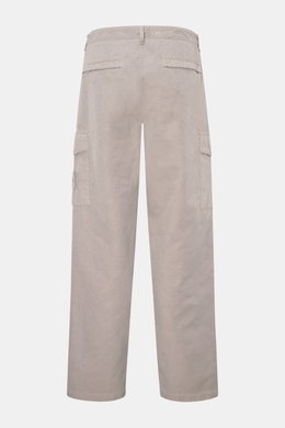 Stone Island Cargo pants 'Ghost Piece' beige shown from the back, with patch cargo pockets, side seam pockets, and tonal compass badge. Get an incognito look with these cargo pants from the 'Ghost Collection' by Stone Island in a monochrome design that ma