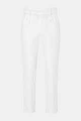 04651/ A trip in a bag Cordhose offwhite aus Baumwoll-Cord, leicht elastisch, mit doppelter Bundfalte, Side-Adjustern, Tapered Fit, Frontansicht