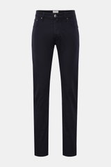 Front view of Jacob Cohen Trousers 'Bard' navy in slim fit, featuring button fly, five pockets, tonal stitching, and leather patch.

Description: <p>Get style and quality with the classic five-pocket trousers 'Bard' by JACOB COHEN in a slim fit. This luxu