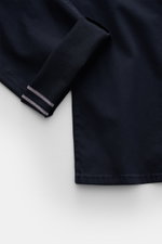 Close-up front view of Jacob Cohen Trousers 'Bard' navy showing rolled cuff and fine stitching on dark fabric.

<p>Get style and quality with the classic five-pocket trousers 'Bard' by JACOB COHEN in a slim fit. This luxurious and high-quality piece is pe