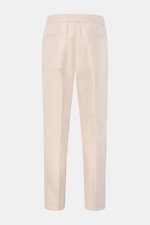 Brunello Cucinelli Jogpants 'Leisure Fit' sand shown from the back, made of twill linen and cotton with tapered legs, elastic waistband, front zipper, and pockets. <p>Stil trifft Tragekomfort: Die Jogpants von BRUNELLO CUCINELLI ist ein vielfältiger Begle