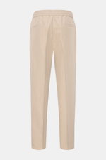 Brunello Cucinelli Jogpants 'Leisure Fit' beige shown from the back, made of linen-cotton twill, tapered slim fit, high waist with elastic drawstring. 

<p>Stil trifft Tragekomfort: Die Jogpants von BRUNELLO CUCINELLI ist ein vielfältiger Begleiter für ko