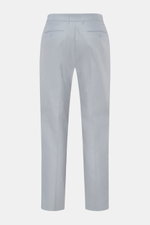 Percival Hose 'Tailored Linen' rauchblau, Rückansicht, gerade geschnitten, Regular Fit, Leinen-Baumwoll-Mix, französische Taschen, paspelierte Gesäßtaschen mit Knopf.