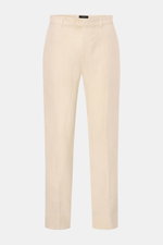 Percival Hose 'Tailored Linen' creme meliert, gerade geschnitten, Regular Fit, Leinen-Baumwoll-Mix, Reißverschluss, Bundknopf, französische Taschen, Frontansicht.