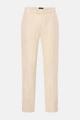 Percival Hose 'Tailored Linen' creme meliert, gerade geschnitten, Regular Fit, Leinen-Baumwoll-Mix, Reißverschluss, Bundknopf, französische Taschen, Frontansicht.